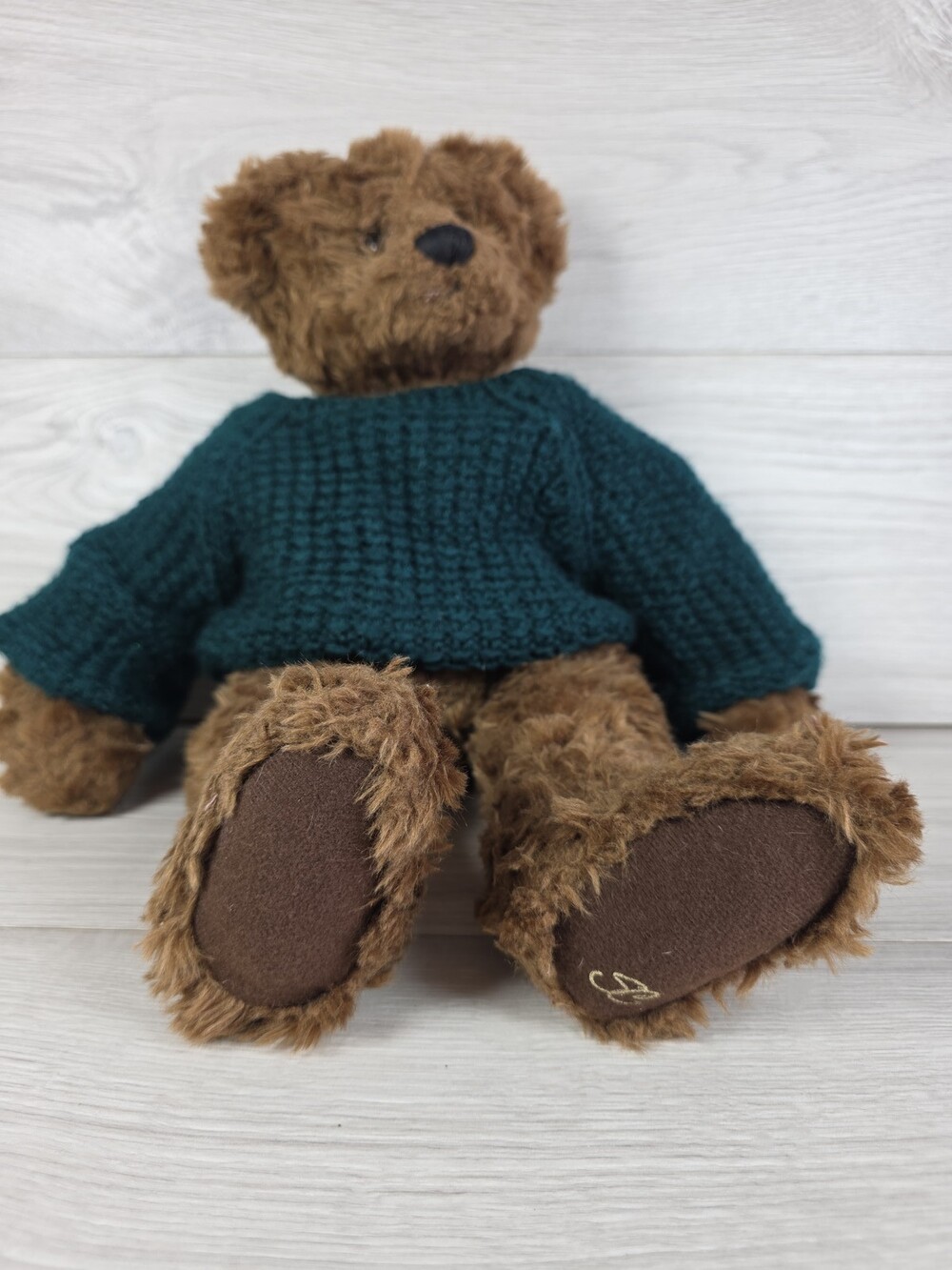 GANZ Cottage Collectibles Plush Teddy Bear in Teal Sweater 16" SU21